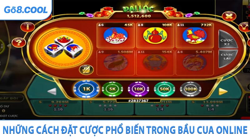 Những cách đặt cược phổ biến trong bầu cua online